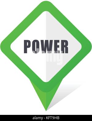 Power green square pointer web and mobile phone vector icon in eps 10 on white background with shadow Stock Vector