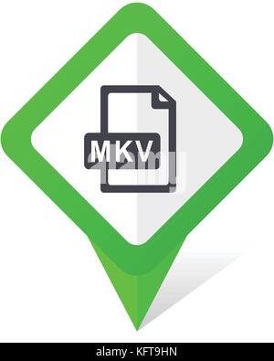 Mkv file green square pointer web and mobile phone vector icon in eps 10 on white background with shadow Stock Vector