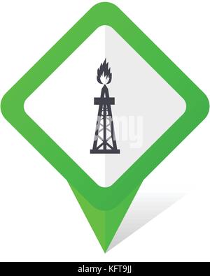 Gas green square pointer web and mobile phone vector icon in eps 10 on white background with shadow Stock Vector