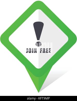 Join free green square pointer web and mobile phone vector icon in eps 10 on white background with shadow Stock Vector