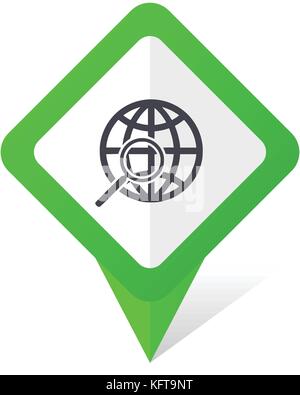 Search green square pointer web and mobile phone vector icon in eps 10 on white background with shadow Stock Vector