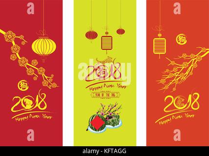 Set of three sketch image dog. Symbol chinese happy new year (hieroglyph: Dog) Stock Vector