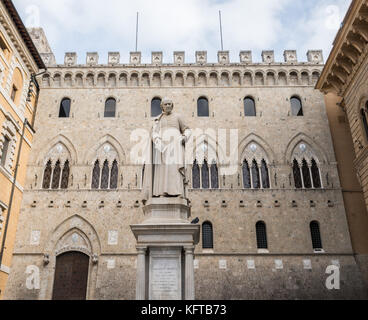Headquarters in Siena, Italy of Banca Monte dei Paschi di Siena, the