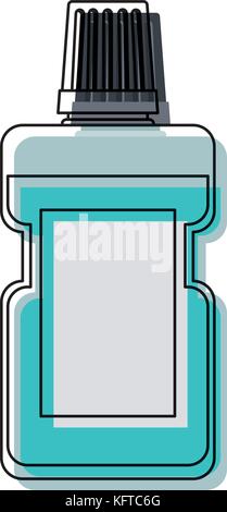 bottle of mouthwash in watercolor silhouette Stock Vector