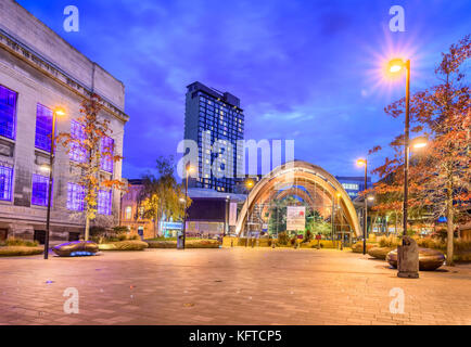 Sheffield Winter Garden in the city of Sheffield in South Yorkshire is one of the largest temperate glasshouses to be built in the UK during the last  Stock Photo