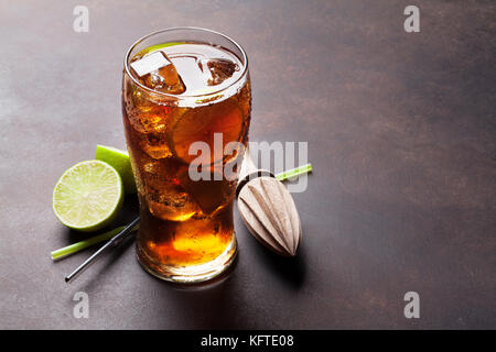 Cuba libre cocktail glass. With copy space Stock Photo
