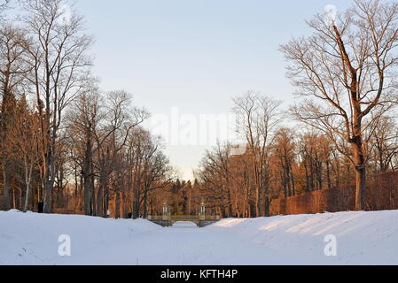 Painted the bridge with turrets through the Bypass channel in th Stock Photo