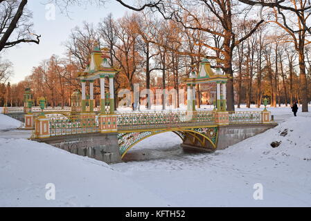 Painted the bridge with turrets through the Bypass channel in th Stock Photo