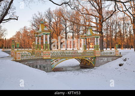 Painted the bridge with turrets through the Bypass channel in th Stock Photo