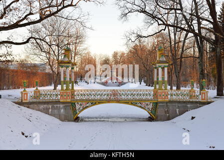 Painted the bridge with turrets through the Bypass channel in th Stock Photo