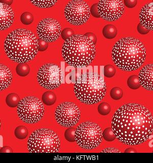 Red Balls Seamless Pattern Stock Vector