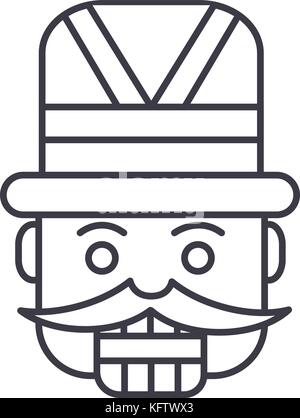 nutcracker,toy soldier vector line icon, sign, illustration on background, editable strokes Stock Vector