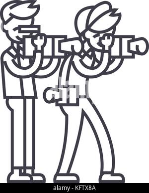 paparazzi vector line icon, sign, illustration on background, editable strokes Stock Vector