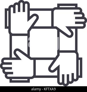 partnership,collaboration,help vector line icon, sign, illustration on background, editable strokes Stock Vector