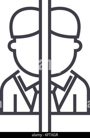 personal disorder, game vector line icon, sign, illustration on background, editable strokes Stock Vector