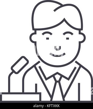 politican vector line icon, sign, illustration on background, editable strokes Stock Vector