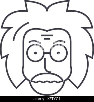 professor,einstein,scientist,freak vector line icon, sign, illustration on background, editable strokes Stock Vector