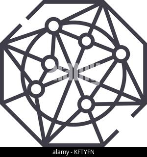 radar charts vector line icon, sign, illustration on background, editable strokes Stock Vector