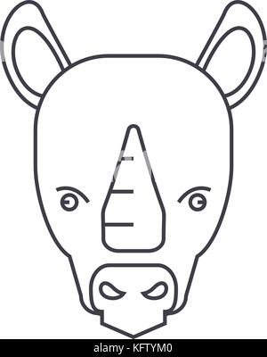 rhinoceros vector line icon, sign, illustration on background, editable strokes Stock Vector