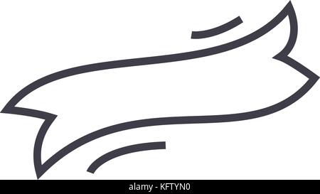 ribbon label, flag vector line icon, sign, illustration on background, editable strokes Stock Vector