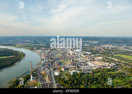 Chemical plant Bayer AG, LANXESS Aktiengesellschaft, chemical plant on the Rhine, the casino of Bayer AG, Leverkusen, Rhineland, North Rhine-Westphali Stock Photo