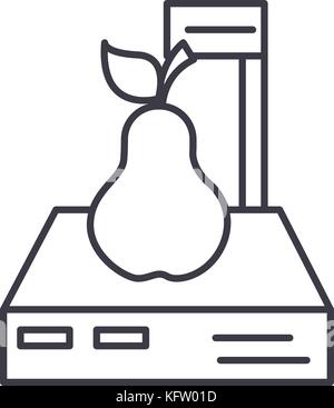 scales shop,pear vector line icon, sign, illustration on background, editable strokes Stock Vector