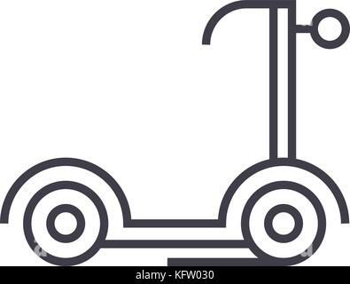 scooter kick  vector line icon, sign, illustration on background, editable strokes Stock Vector