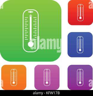 Thermometer set color collection Stock Vector