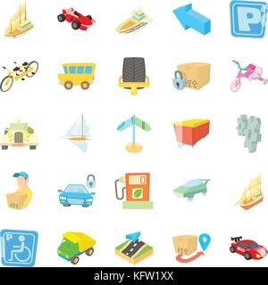 Fast driving icons set, isometric style Stock Vector