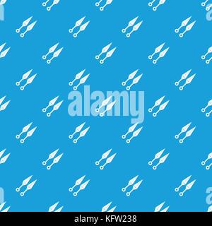 Ninja weapon kunai pattern seamless blue Stock Vector