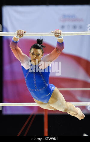 .DOWNIE Elissa.Notts Gymnastics AcademyEllie Downie of Notts Gym Club in action.  2015 European Championships all-around bronze, 2015 World Championships team bronze, 2016 European Championships team, floor and vault silver, 2017 European Championships all-around gold, floor and vault silver, bars bronze Stock Photo