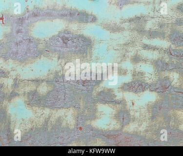 Old green painted wall with rust texture. Grunge rusted metal background. Rust stains. Stock Photo