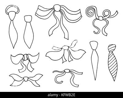 Set of black bows. Vector illustration, Isolated Stock Vector