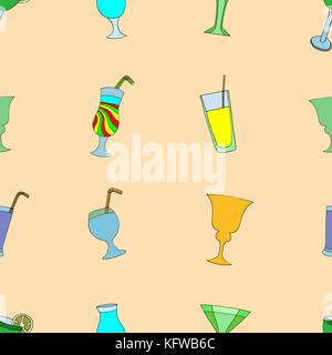 Seamless pattern of hand drawn cocktails on a white background Stock Vector