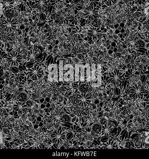 Abstract Nature Pattern with plants, flowers. Monochrome. Endless pattern can be used for wallpaper, pattern fills, web page background, surface textu Stock Vector