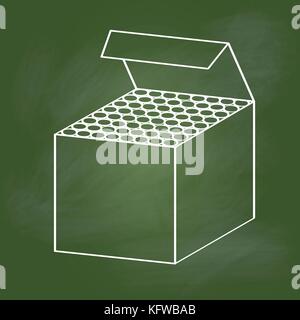 Hand drawing Chalk Box Cartoon, Isolated on textured green board. Education Concept, Vector Illustration. Stock Vector
