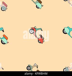 Seamless texture with color scooters. Vector illustration Stock Vector