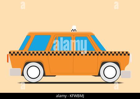 Vintage Taxi car image. Isolated, Vector illustration Stock Vector