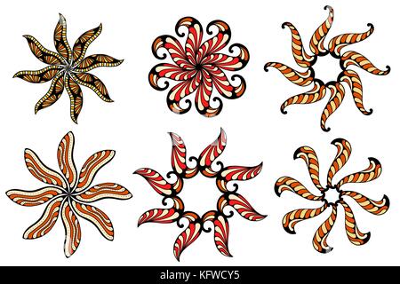 Set mandalas. Round Ornament Pattern. Vintage decorative elements. Hand drawn background Stock Vector