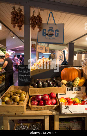 The Gog Magog Hills farm shop, family-owned farm shop, deli, café and award-winning butchery in Cambridge, England, UK Stock Photo