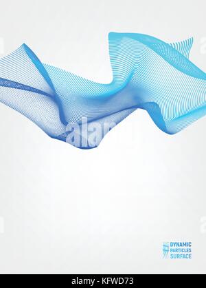 Wave Vector Background. Ripple Grid. Abstract Illustration. 3D Technology Style. Stock Vector
