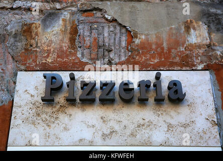 Vintage pizzeria sign in Italy Stock Photo