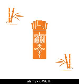Chinese red envelopes of money and bamboo. Design for banner, poster or print. Stock Vector