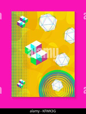 Abstract memphis background, retro fashion style design with gradients and shapes. Ideal for web project, brochure, flyer or invitation template. EPS1 Stock Vector