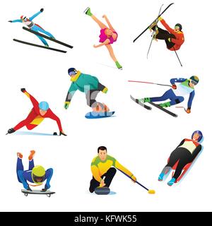 A vector illustration of Winter Sports Cliparts Icons Stock Vector