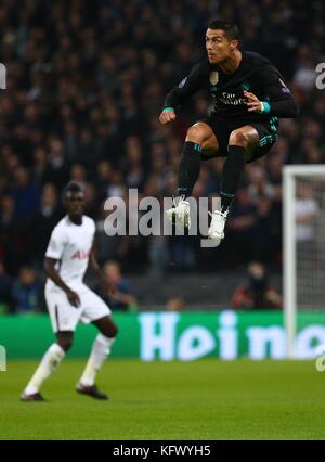 London, UK. 01st Nov, 2017. Cristiano Ronaldo of Real Madrid during the UEFA Champions League match between Tottenham Hotspur and Real Madrid at Wembley Stadium in London. 01 Nov 2017. Credit: James Boardman/Alamy Live News Stock Photo