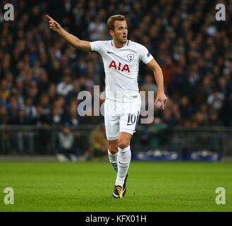 London, UK. 01st Nov, 2017. UEFA Champions League Tottenham v Real Madrid, 1st November. Harry Kane of Tottenham during the UEFA Champions League match between Tottenham Hotspur and Real Madrid at Wembley Stadium in London. 01 Nov 2017. Credit: James Boardman/Alamy Live News Stock Photo