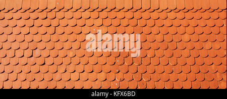 Roof tile texture, orange retro styled tiles as background Stock Photo