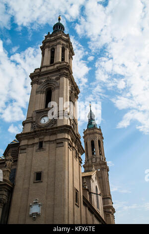 view towesr of Basilica of Our Lady of the Pillar in Zaragoza,Aragon, Spain Stock Photo