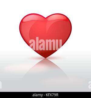beautiful red glossy heart shape Stock Vector
